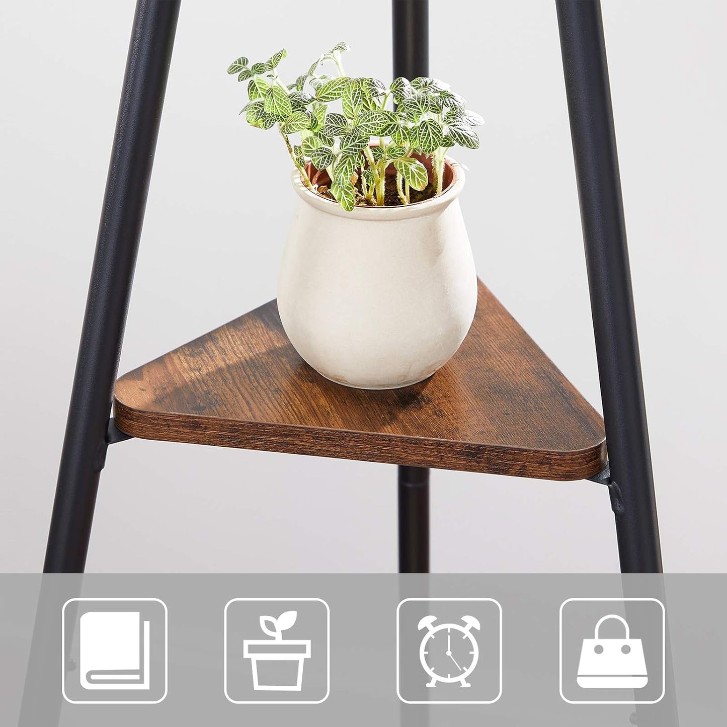 Coat Rack Freestanding, Coat Hanger Stand, Hall Tree with 2 Shelves, for Clothes, Hat, Bag, Industrial Style, Rustic Brown and Black URCR16BX