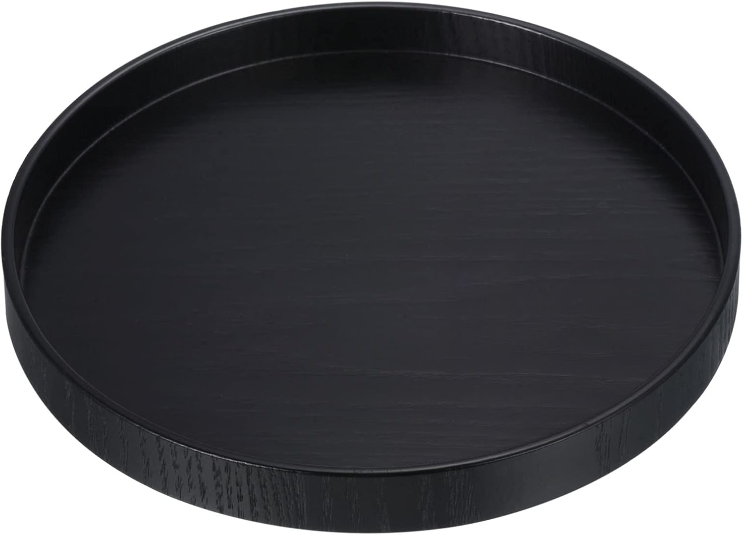 Wood Serving Tray 8 Inch, Round Decorative Platter for Home Decor Kitchen Table Candle Holder, Black